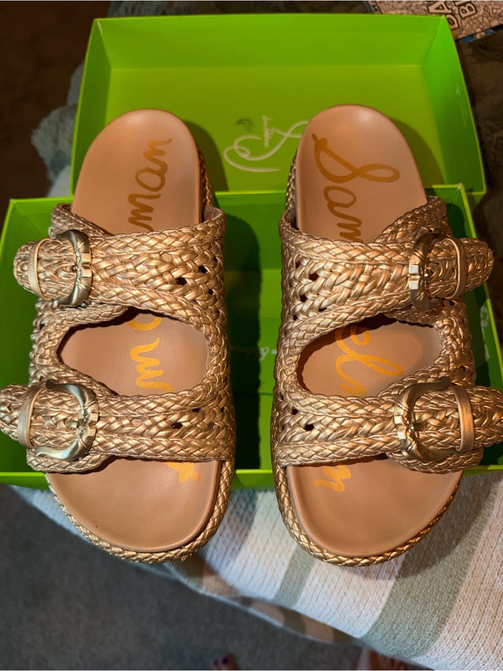 Sam Edelman Reid Gold Braided Slide Sandals